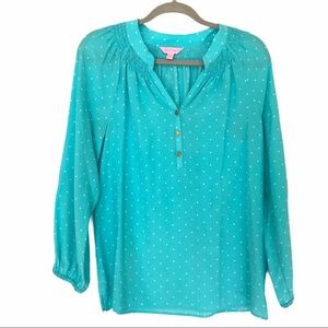 Lilly Pulitzer Elsa Shorley Blue Dot Silk Medium